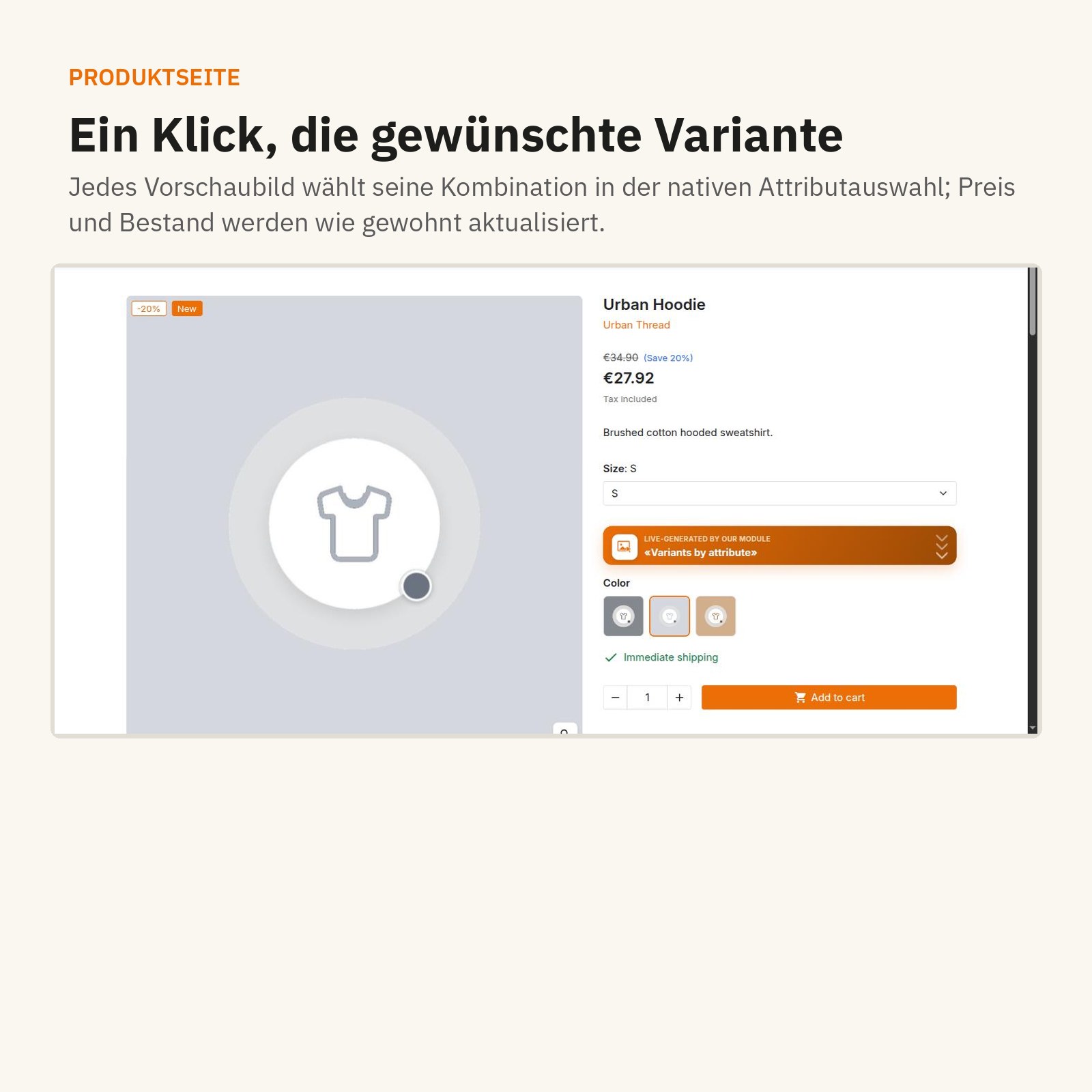 Auswahl: ein Klick wählt die gewünschte Variante.