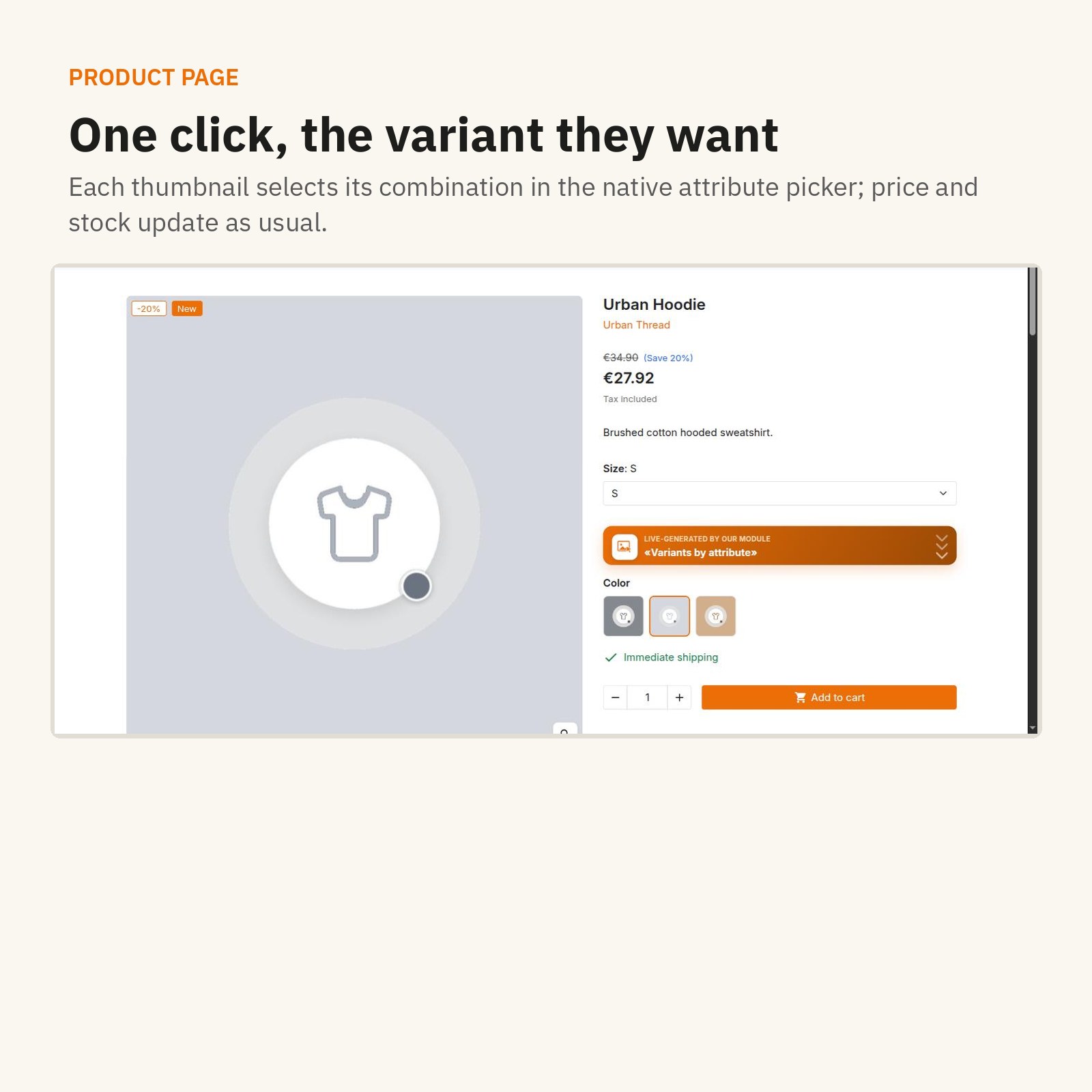 Selection: one click picks the variant they want.