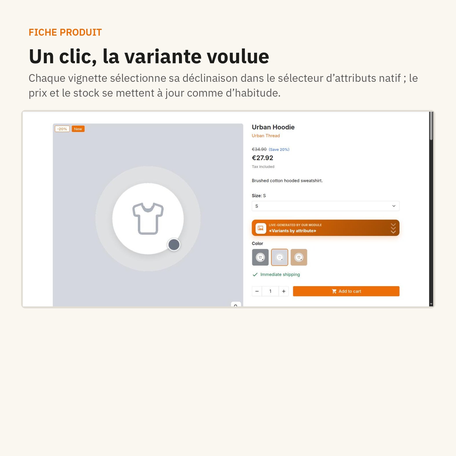 Sélection : un clic choisit la variante voulue.