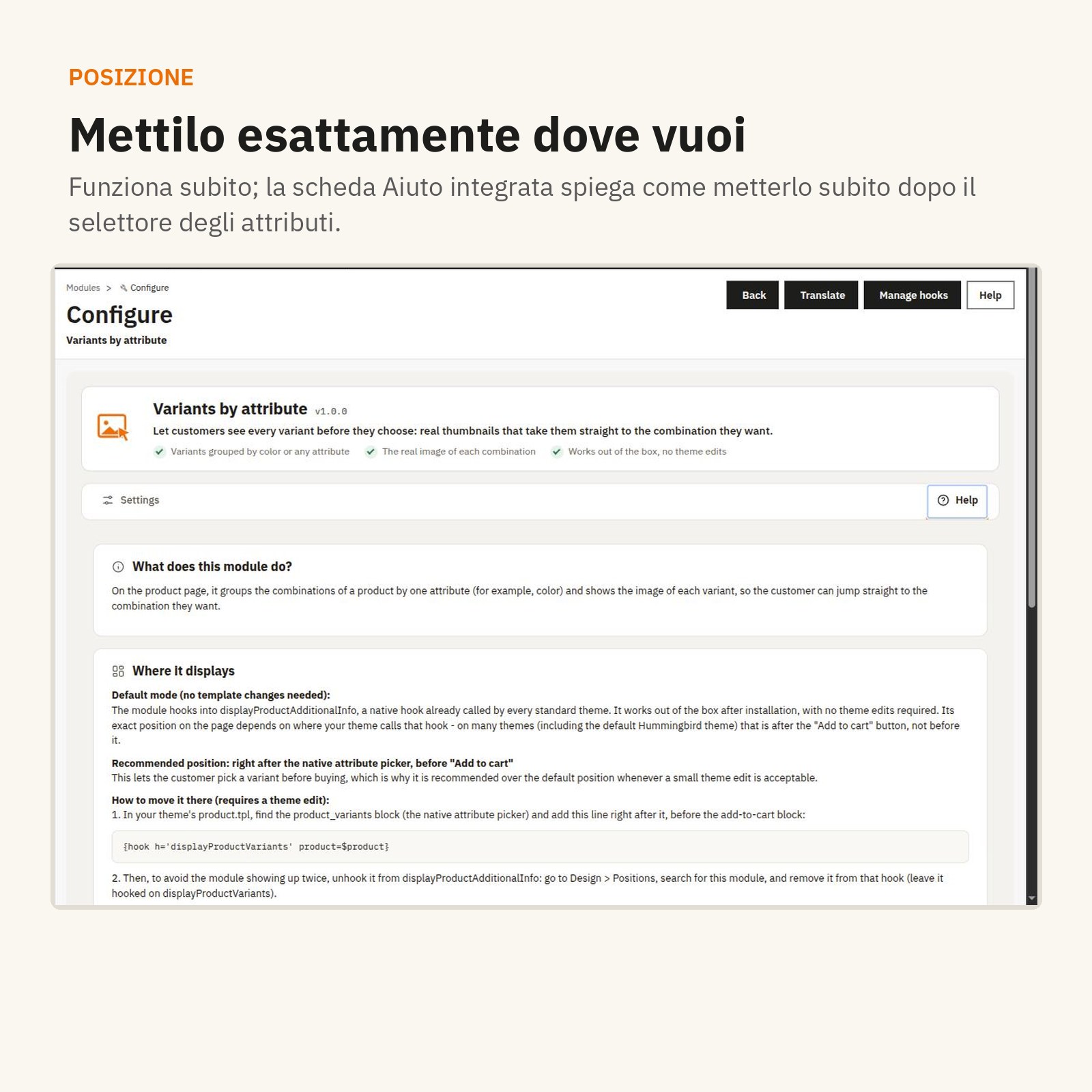 Posizione: mettilo esattamente dove vuoi.